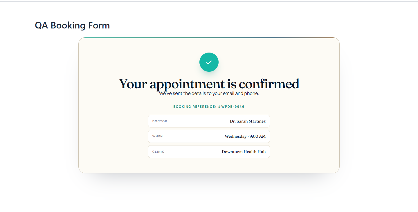 Booking Form Gutenberg block