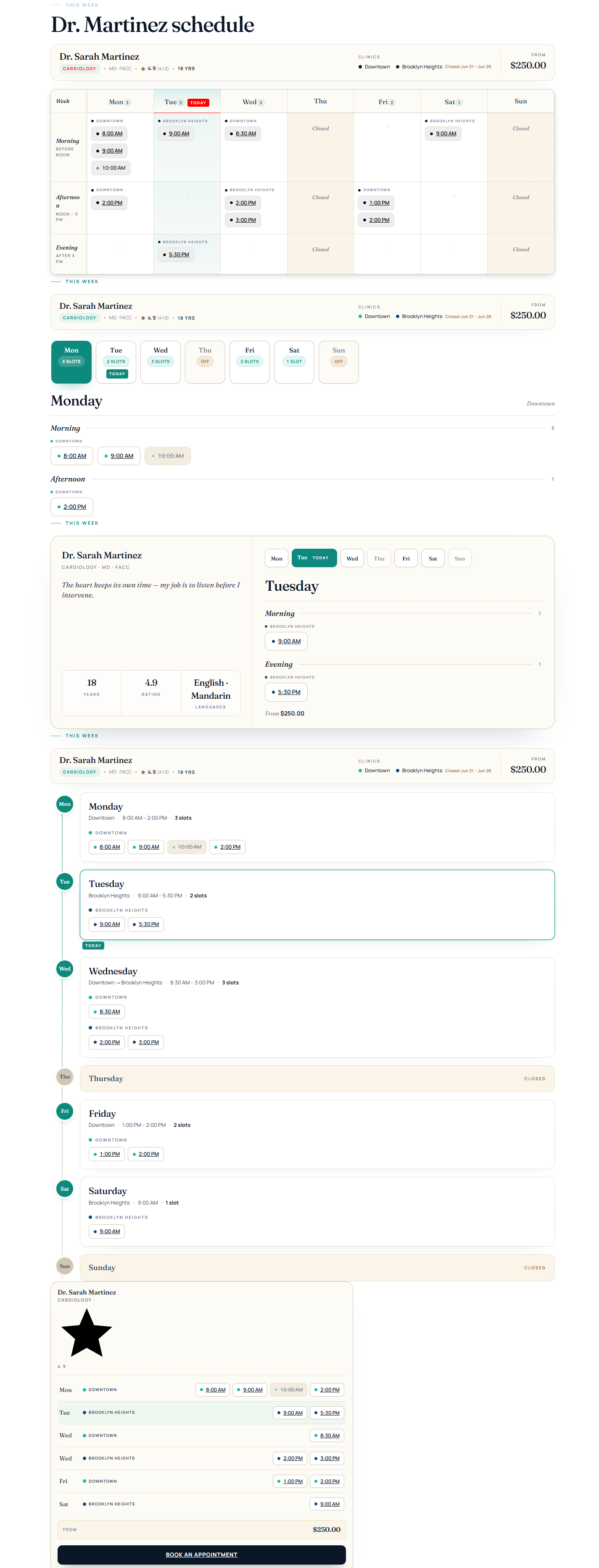Doctor Schedule Gutenberg block layouts